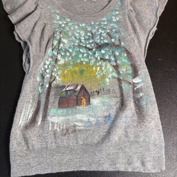 Anthropologie Sleeping on Snow Painted Blouse sz M Painted Cottage - Picture 5 of 7